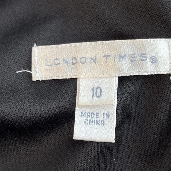 London Times Women's Black & White Midi Length Bodycon Cocktail Dress Size 10 - Picture 7 of 9